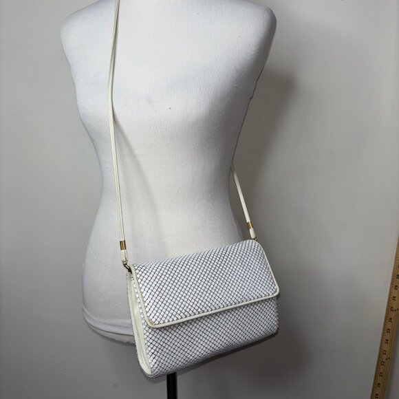 WHITING & DAVIS White Metal Mesh Shoulder Bag Purse Clutch 1980'S - Picture 7 of 15